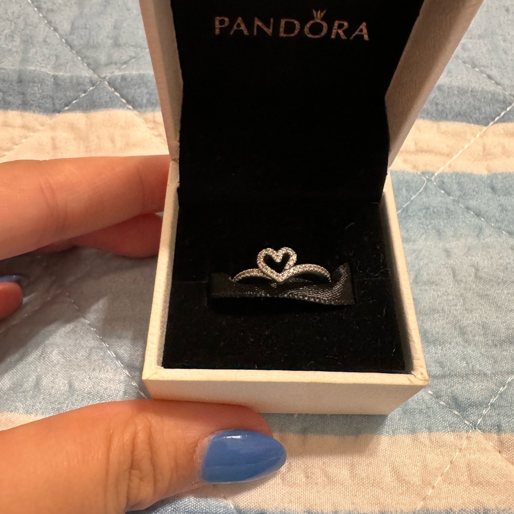 Pandora Silver Heart Ring Minimalist Design